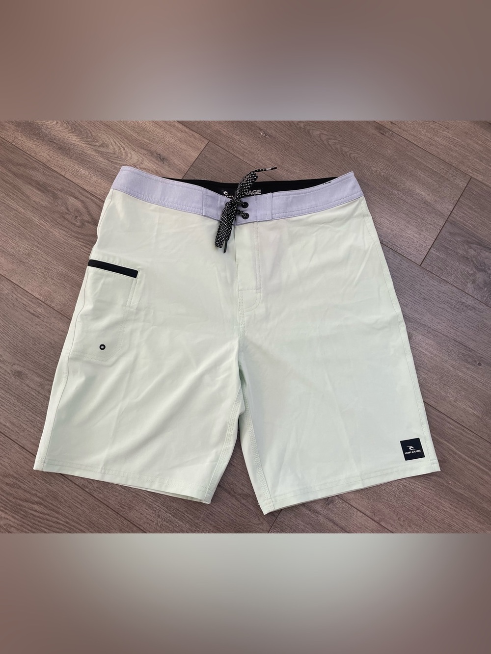New Rip Curl Light Lime Green Swim Board Shorts w/ Lavender Waistband
